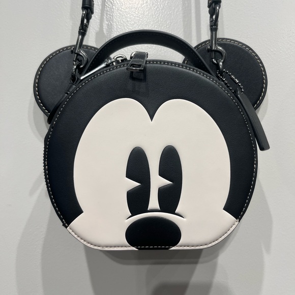 NWT Coach CM840 Disney X Coach Mickey Mouse Ear Bag Smooth Leather Black Multi - Picture 2 of 6